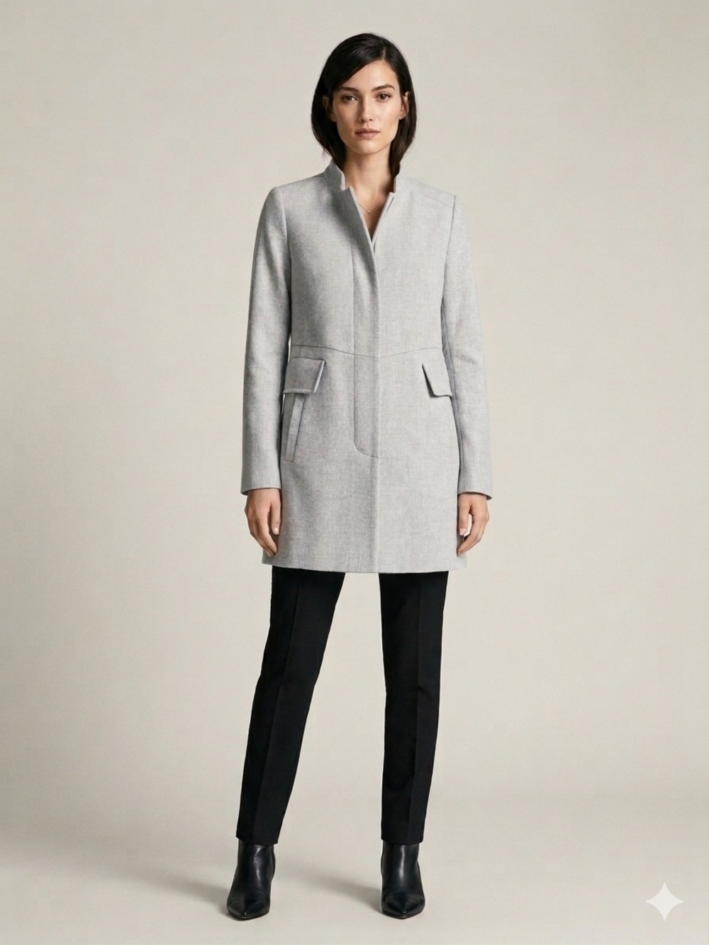 Zara Light Gray Cotton Blend Spring Pea Coat Or Long Blazer